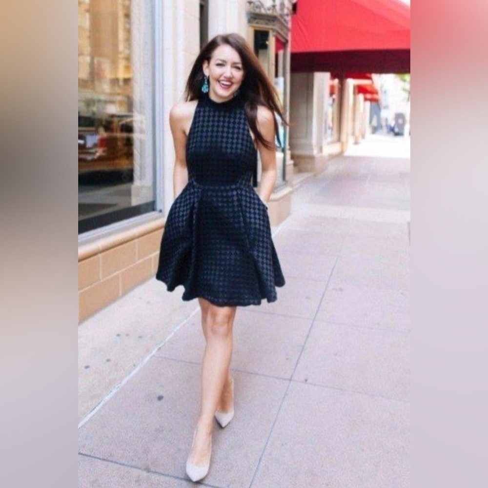 Alice & Olivia Black Checkered Halter  dress